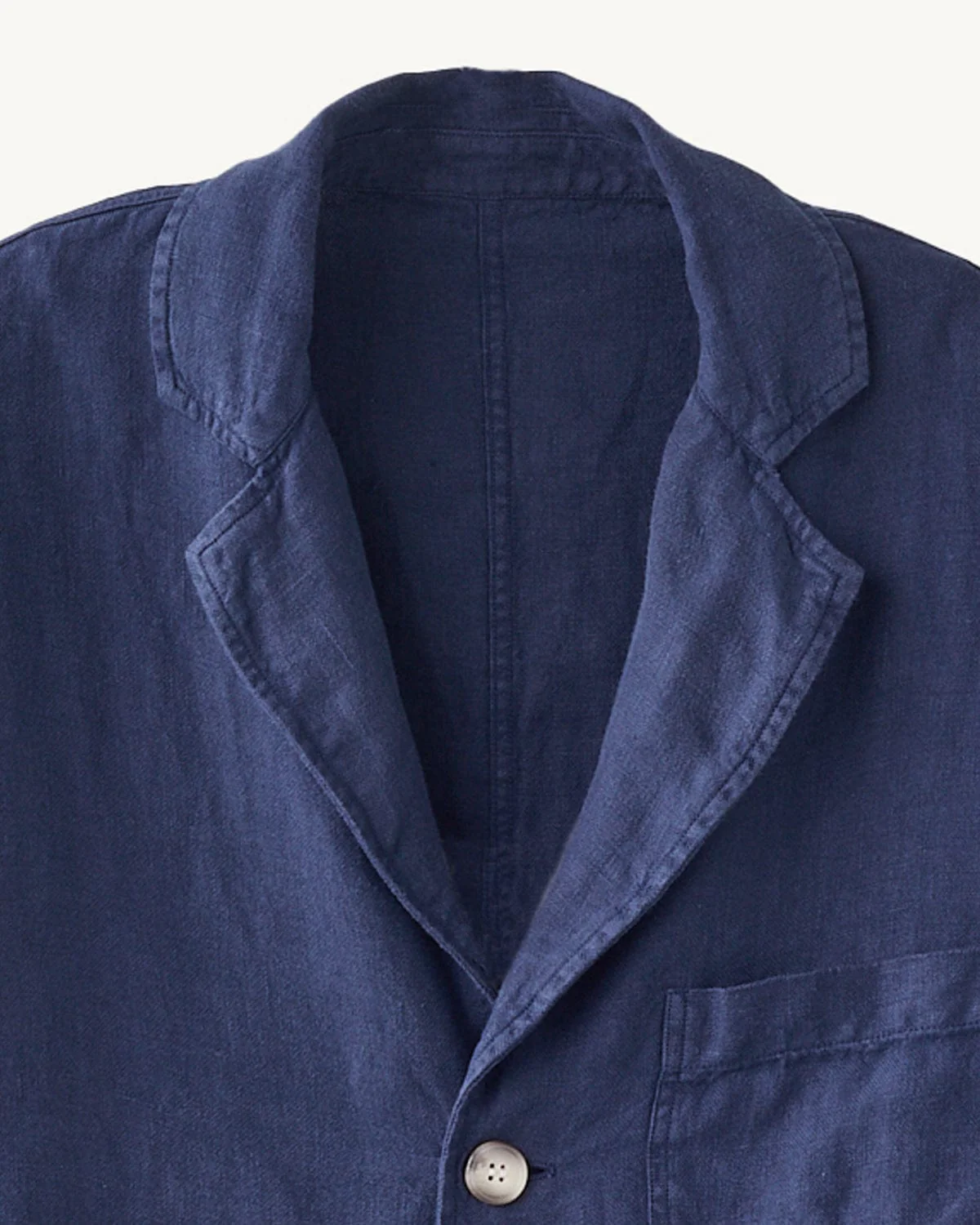 Linen 3 Button Blazer - Navy - Image 2