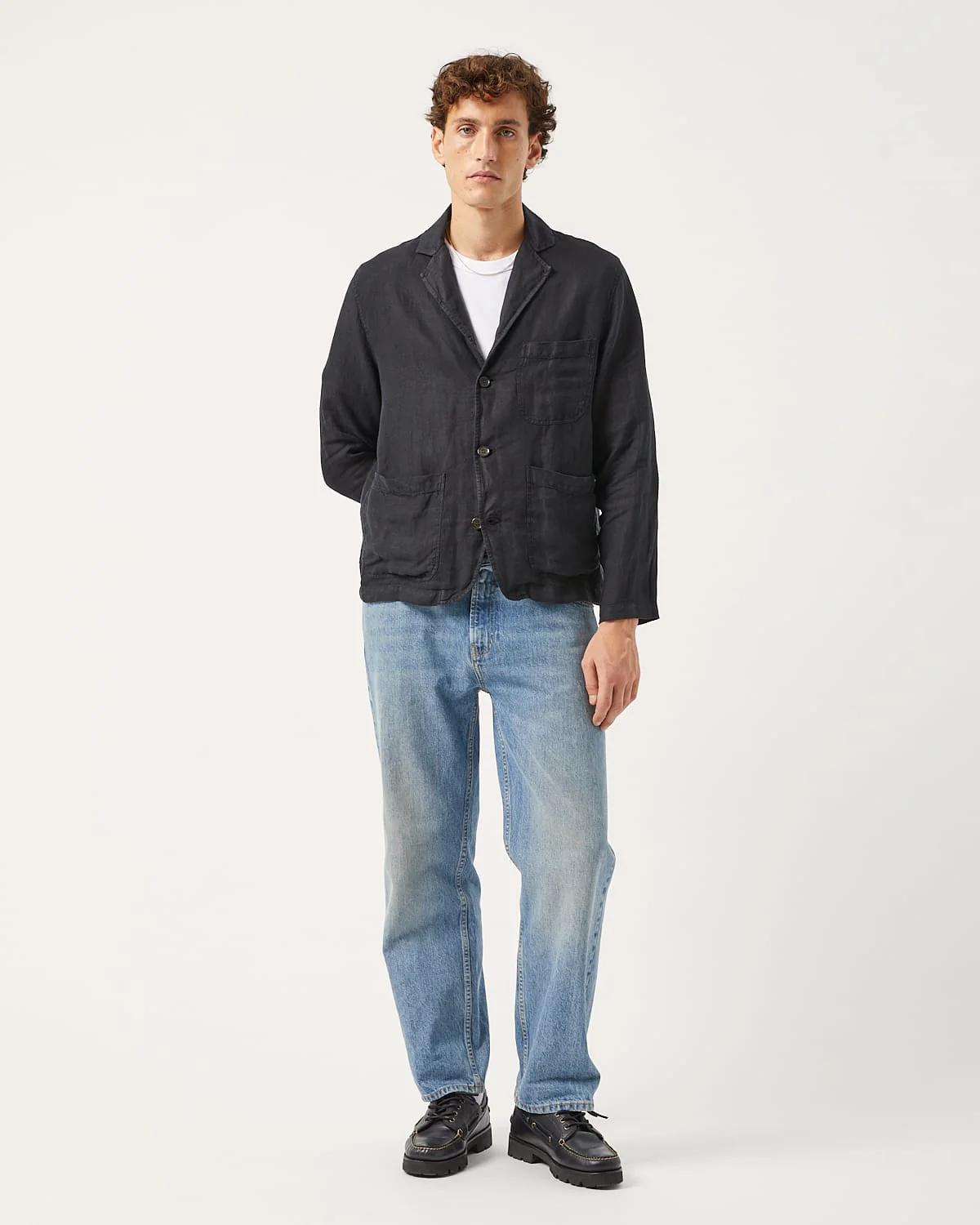 Linen Blazer - Black - Image 2