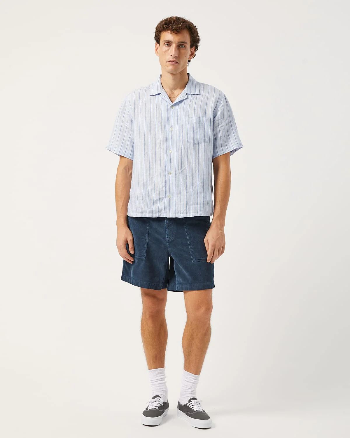 Linen Broadstripe SS - Blue - Image 2