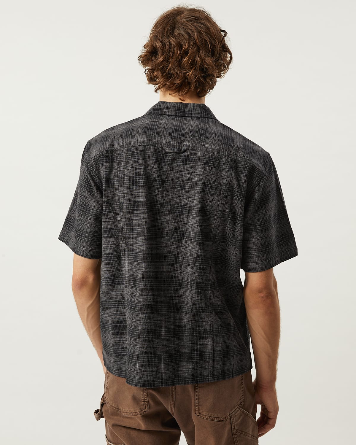 Linen Plaid SS - Black - Image 4