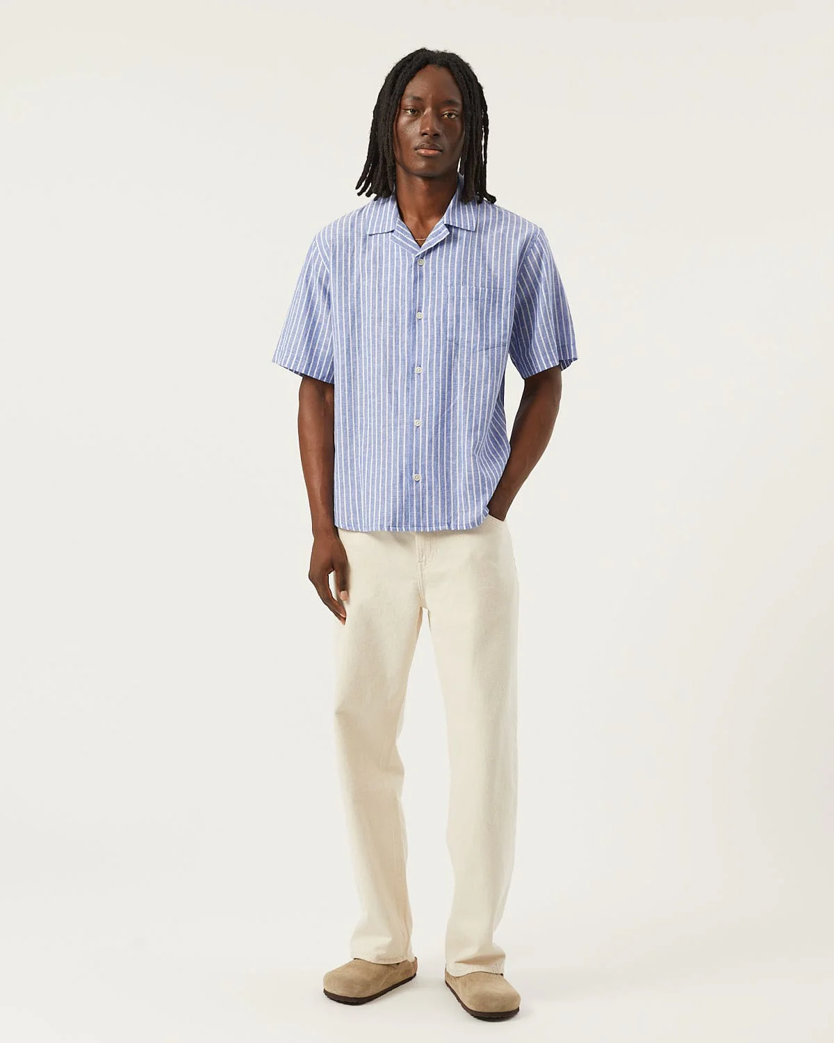 Linen Stripe SS - Blue - Image 2