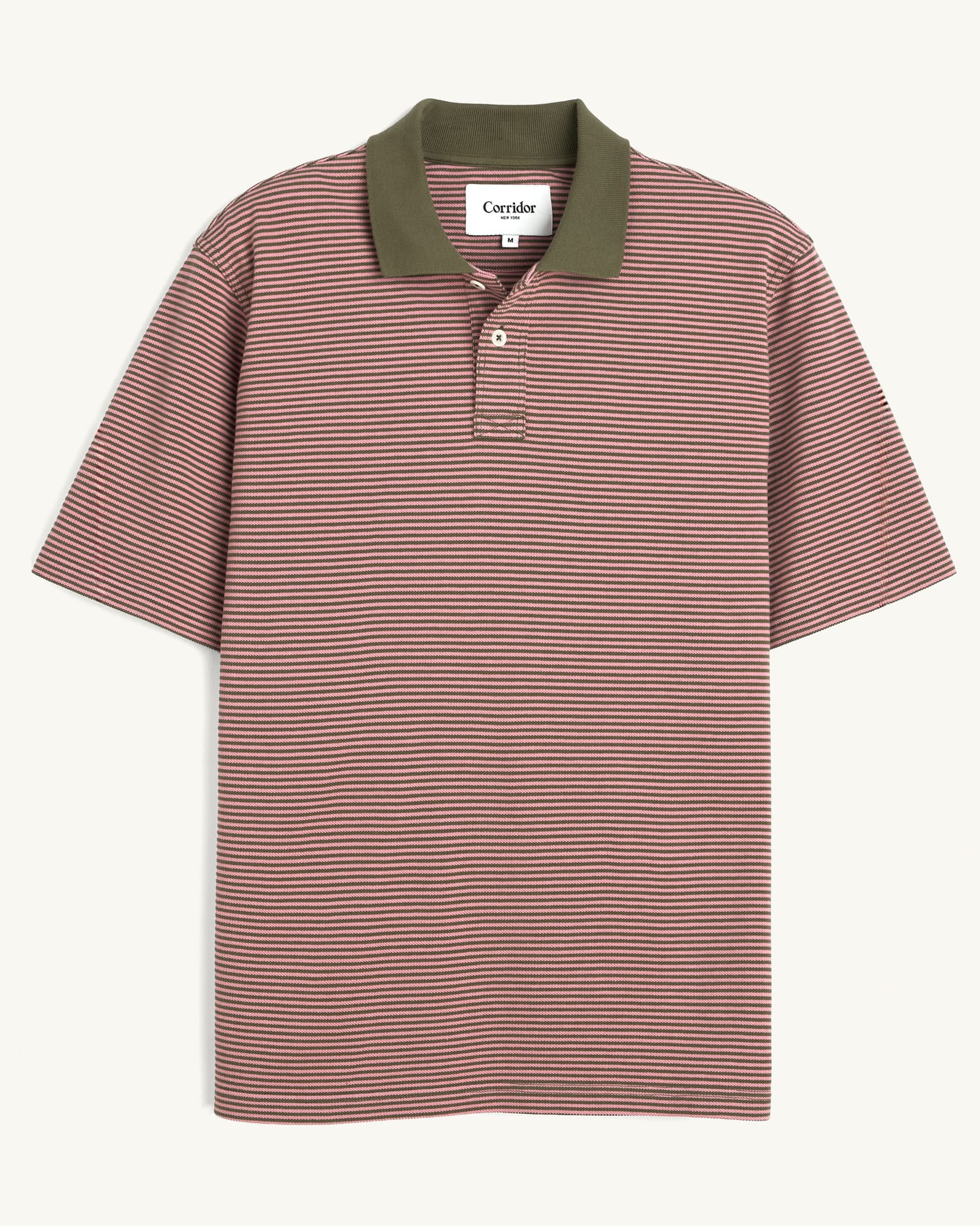 Stripe Pique Polo - Pink