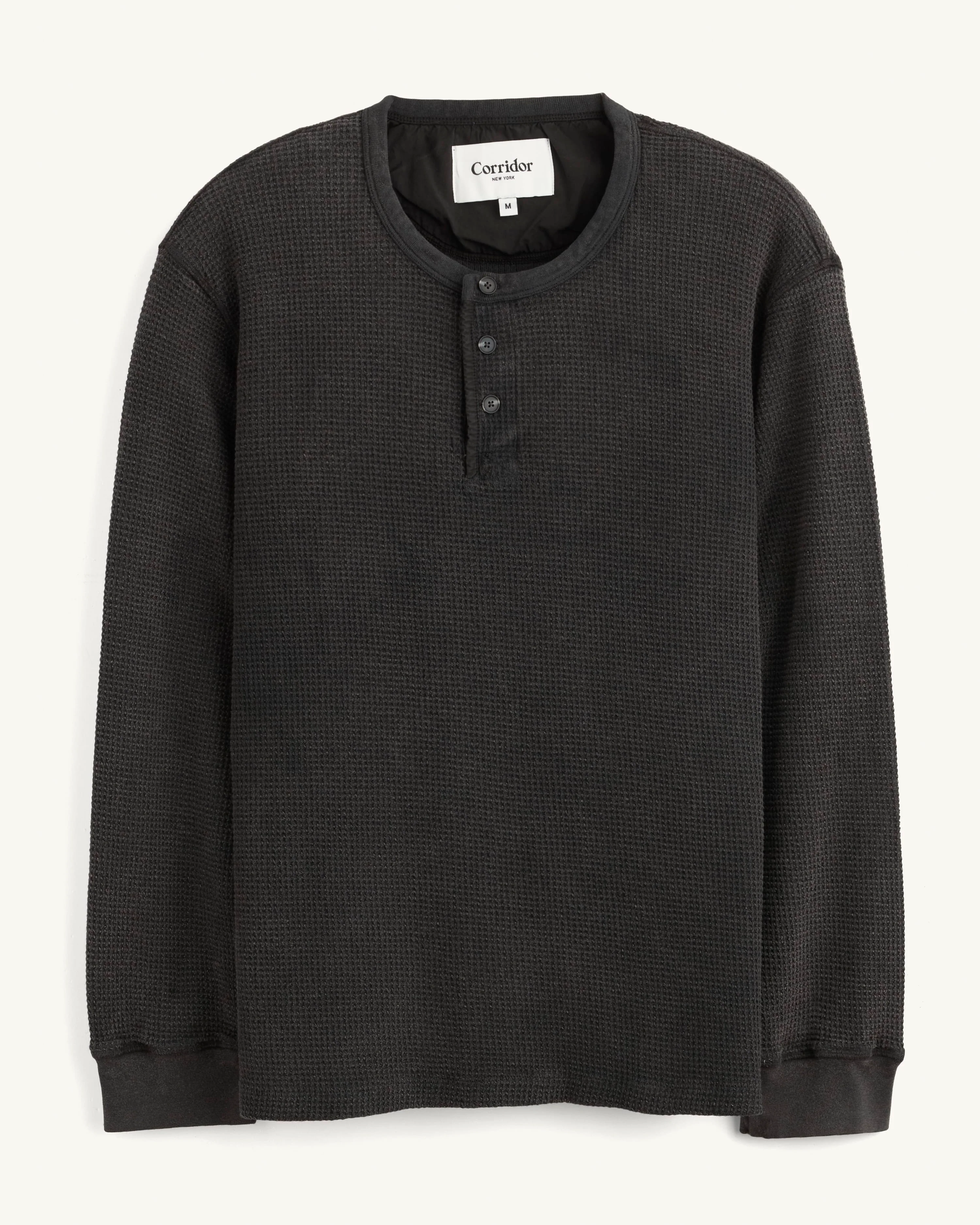 Waffle Henley - Black