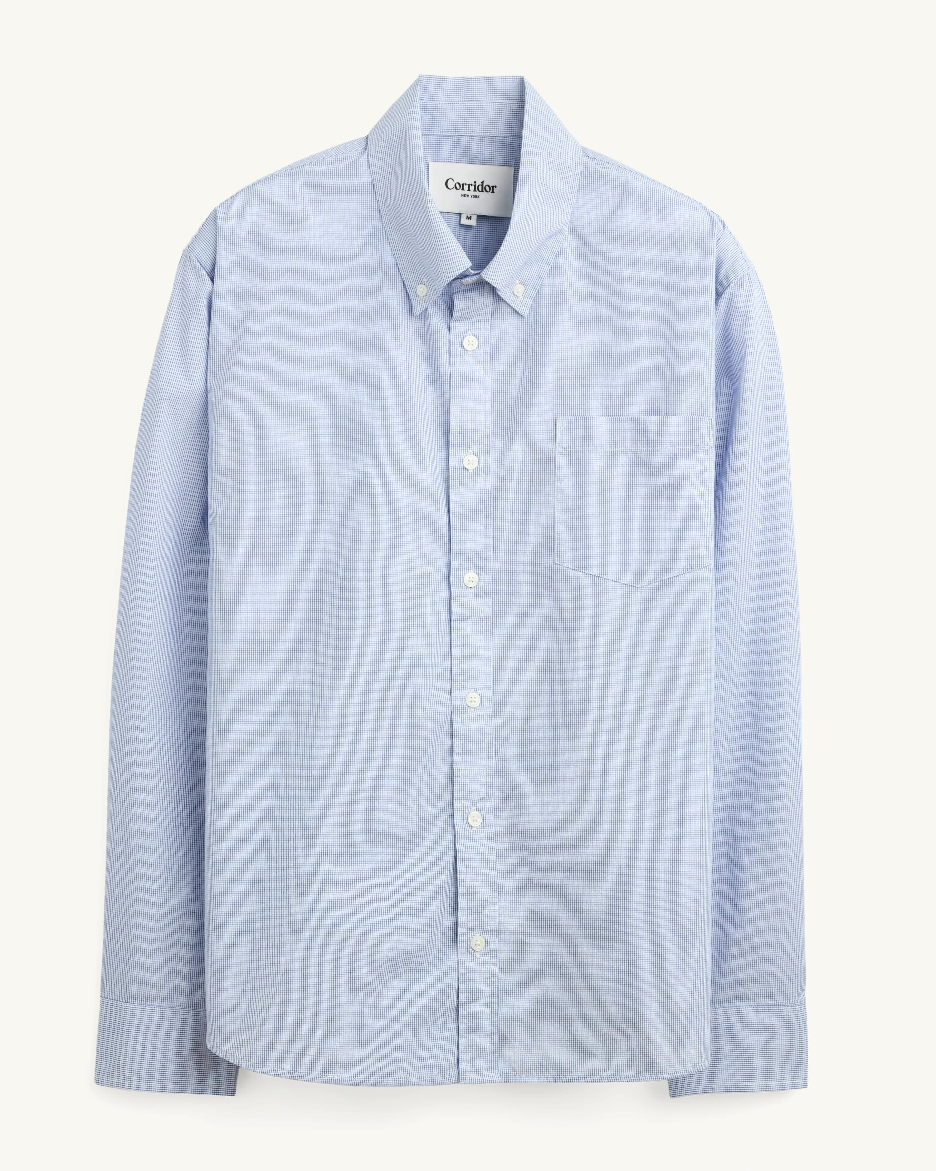 Windowpane Poplin LS - Blue
