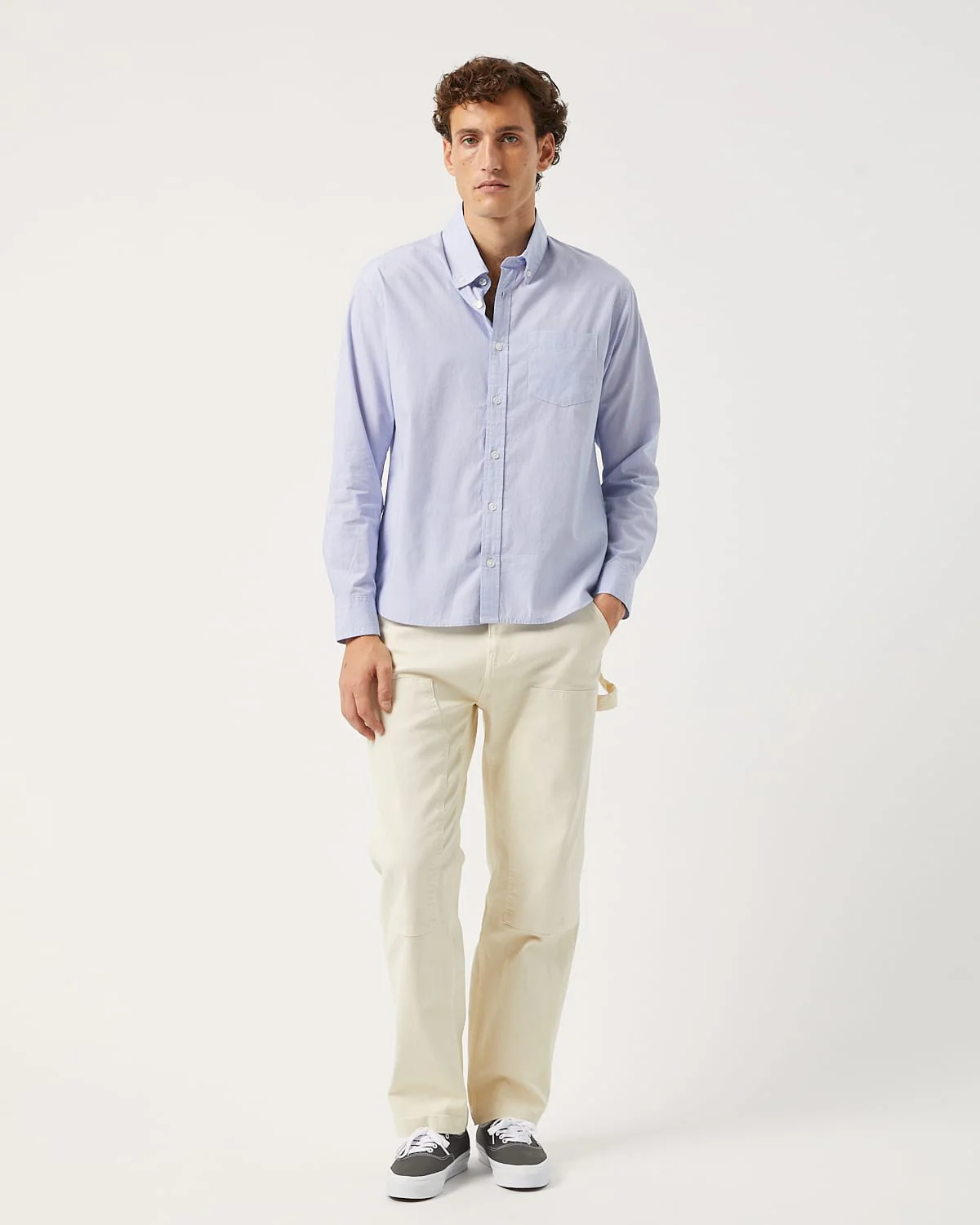 Windowpane Poplin LS - Blue - Image 2
